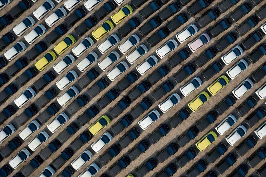 Electric cars from BYD, which topped Tesla as the world's top seller of EVs in last year's fourth quarter, await export at a Chinese port Electric cars from BYD, which topped Tesla as the world's top seller of EVs in last year's fourth quarter, await export at a Chinese port