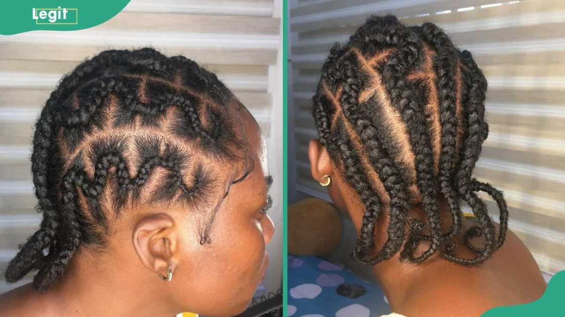 Woman showcasing simple zigzag weaves Woman showcasing simple zigzag weaves