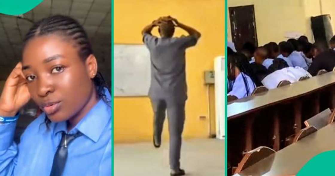 Lecturer dances after giving impromptu test to his students.