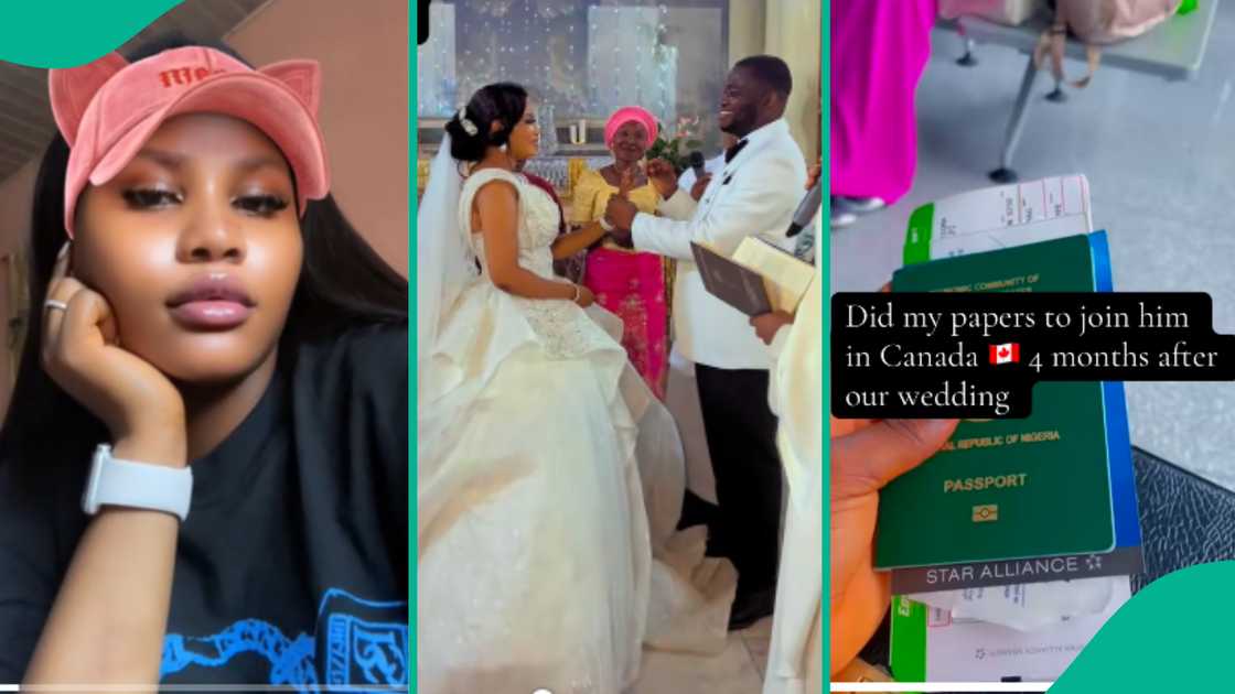 Lady marries man after four years of dating.