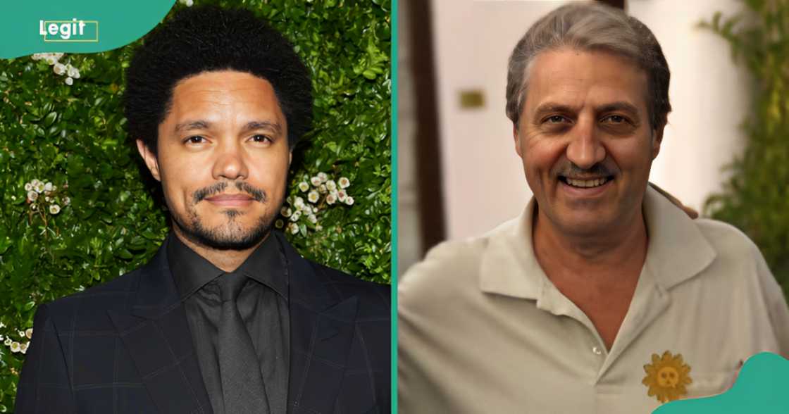 Trevor Noah pictured during the Chanel Tribeca Festival Artists Dinner (L). Noah's dad, Robert, poses at an unknown location (R).