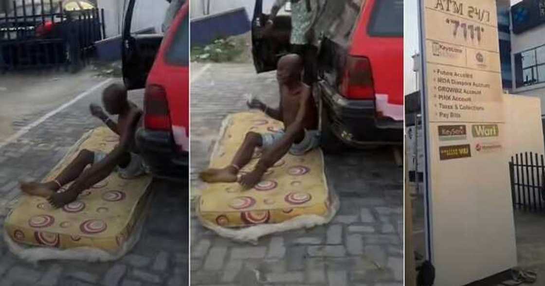 Elderly man storms bank with bed, keystone bank Elderly man storms bank with bed, keystone bank