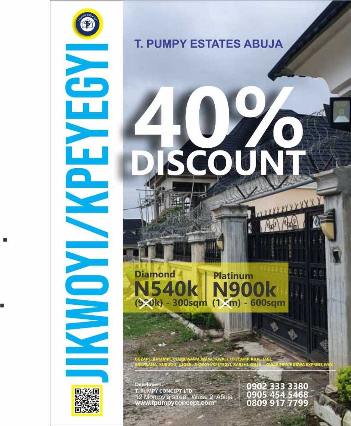 Abuja Estates land with C-of-O now as low as N540k as T Pumpy announces 40% discount Abuja Estates land with C-of-O now as low as N540k as T Pumpy announces 40% discount