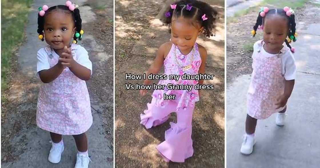 Little girl, dressing, mother, grandma Little girl, dressing, mother, grandma