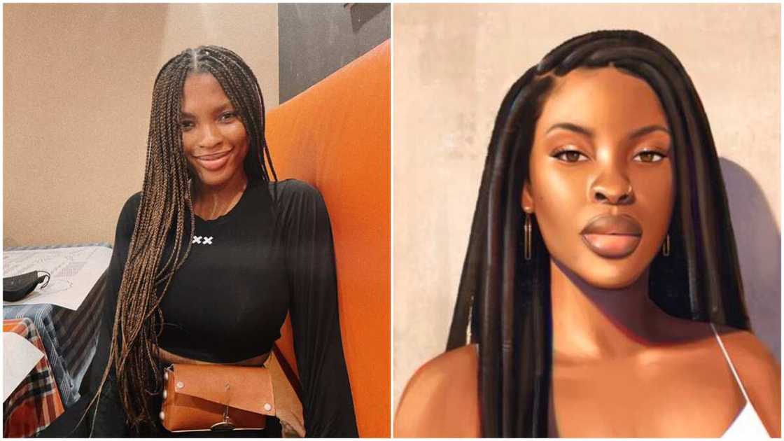 Nigerian lady paints herself to celebrate her birthday, photo of artwork wows many Nigerian lady paints herself to celebrate her birthday, photo of artwork wows many