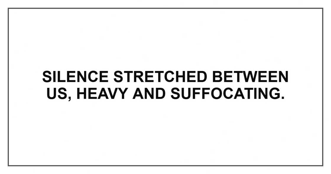 Silence stretched between us, heavy and suffocating.