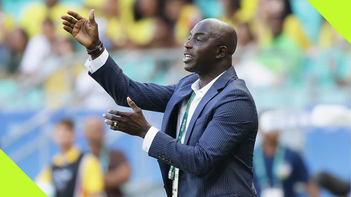 Samson Siasia coaching the U23 team at the 2016 Rio Olympics.