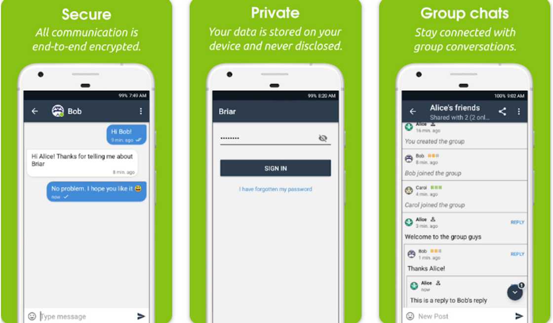 Main features of Briar Main features of Briar