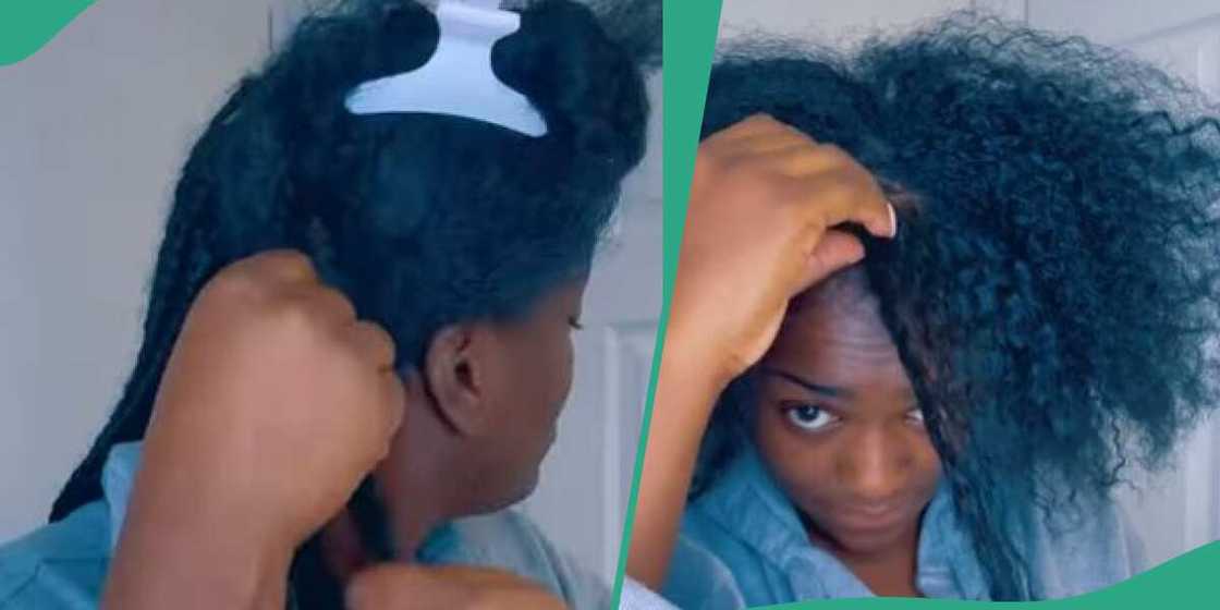 Lady loosens her braids in 30 minutes Lady loosens her braids in 30 minutes