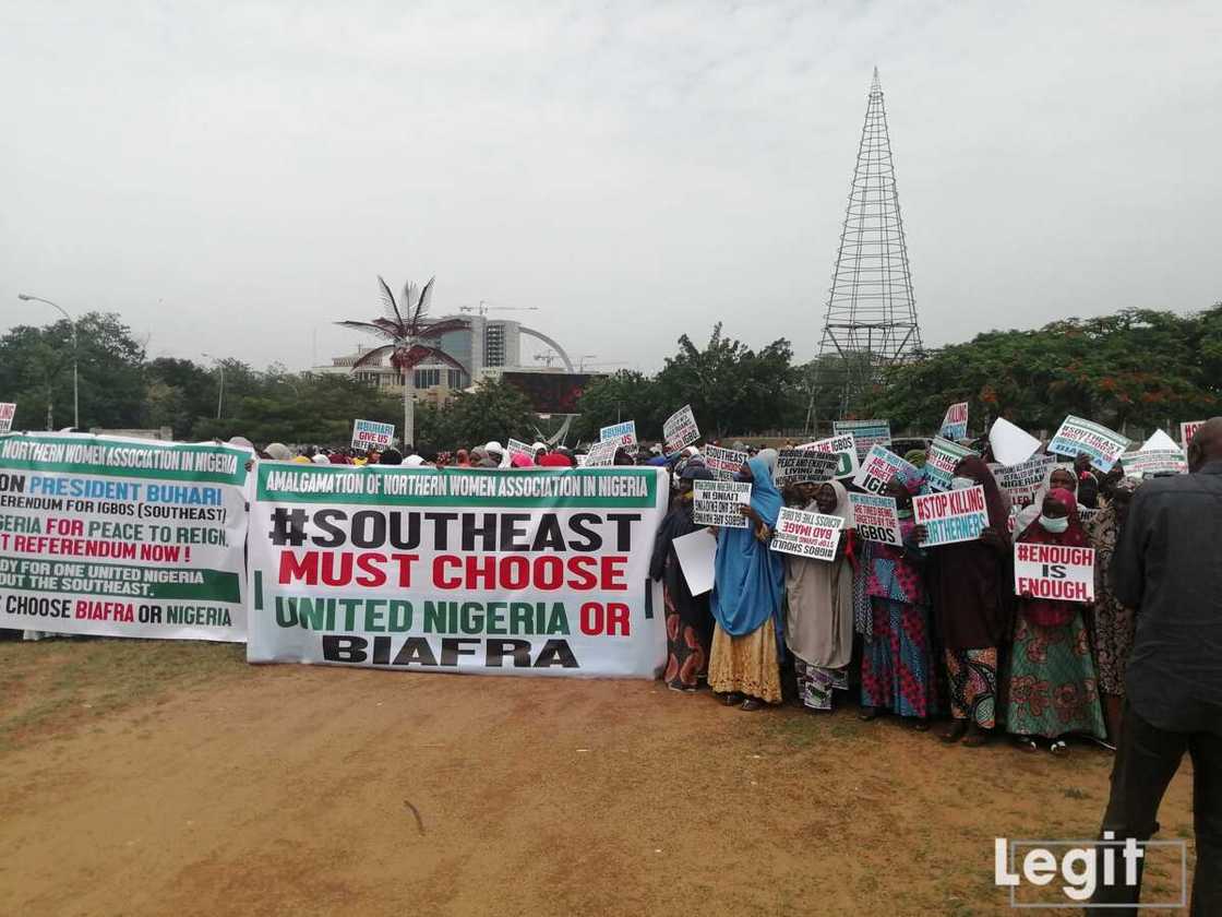 Protest in Abuja as Northern Women's Group Demands Referendum, Sends Message to Buhari, NASS