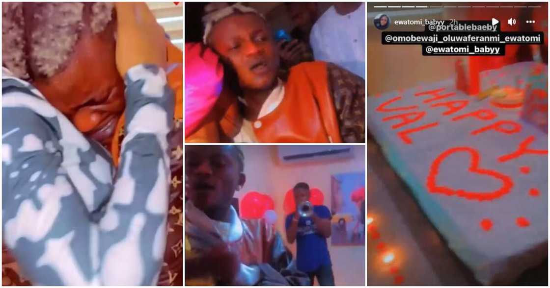 Singer Portable cries as girlfriend gives him Valentine's Day surprise. Singer Portable cries as girlfriend gives him Valentine's Day surprise.