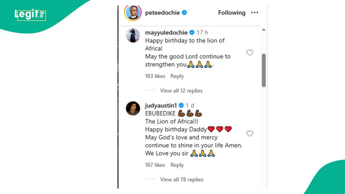 May Edochie prays for Yul's father Pete on his 79th birthday celebration.