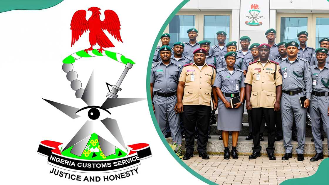 Nigeria Customs Service logo (L) NCS officers (R) Nigeria Customs Service logo (L) NCS officers (R)