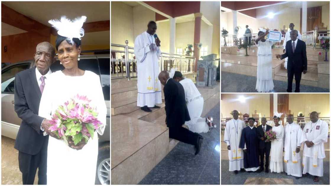 99-year-old Nigerian man marries his 86-year-old lover in church wedding ceremony