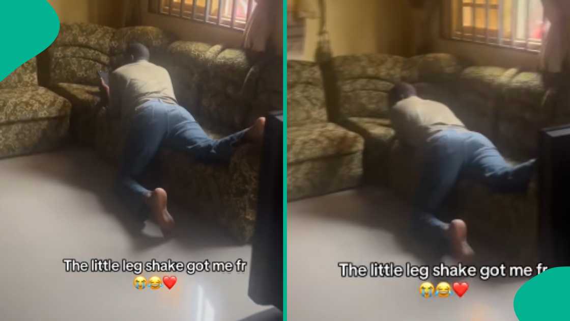 Lady shows her father's behavior while taling on the phone with her mother. Lady shows her father's behavior while taling on the phone with her mother.