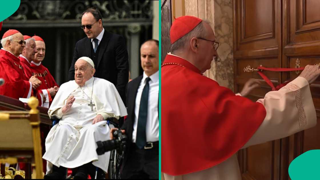 Cardinals perform the sealing of Popes apartment. Cardinals perform the sealing of Popes apartment.