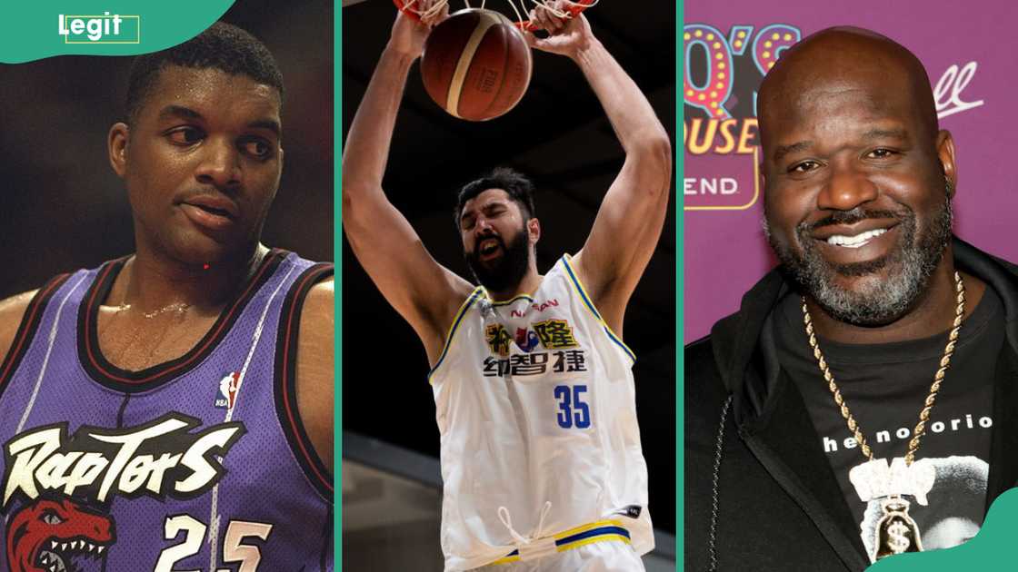 Oliver Miller (L), Sim Bhullar (C), Shaquille O’Neal (R)