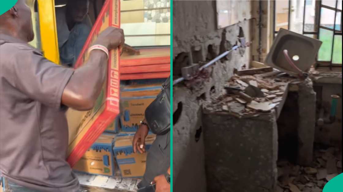 A lady buys new doors and installs POP ceilings as she renovates her house