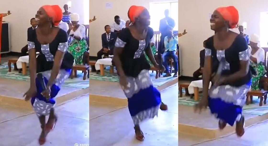 Photos of a lady dancing inside church. Photos of a lady dancing inside church.