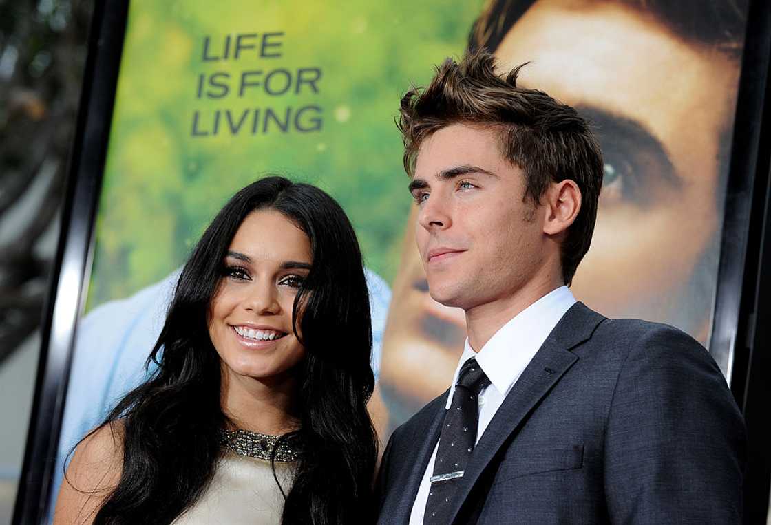 Actors Vanessa Hudgens and Zac Efron at the Village Theatre in Los Angeles, California Actors Vanessa Hudgens and Zac Efron at the Village Theatre in Los Angeles, California