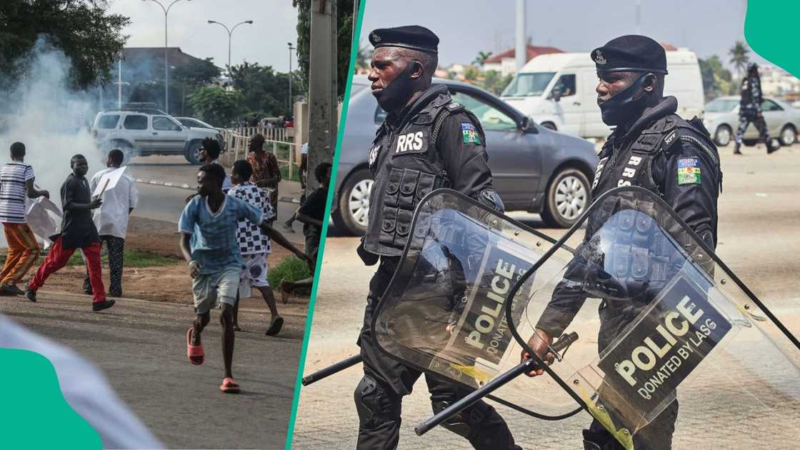 Security operatives take decisive action in Abuja as the ‘Free Nnamdi Kanu’ protest unfolds. Security operatives take decisive action in Abuja as the ‘Free Nnamdi Kanu’ protest unfolds.