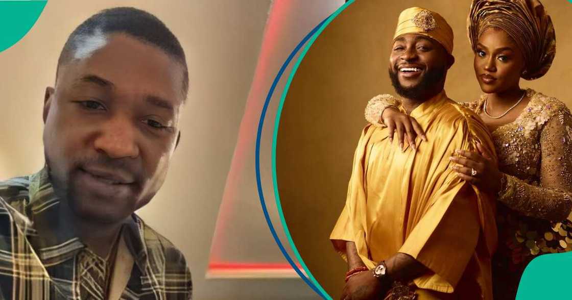 Video of man speaking about Davido's wedding date. Video of man speaking about Davido's wedding date.