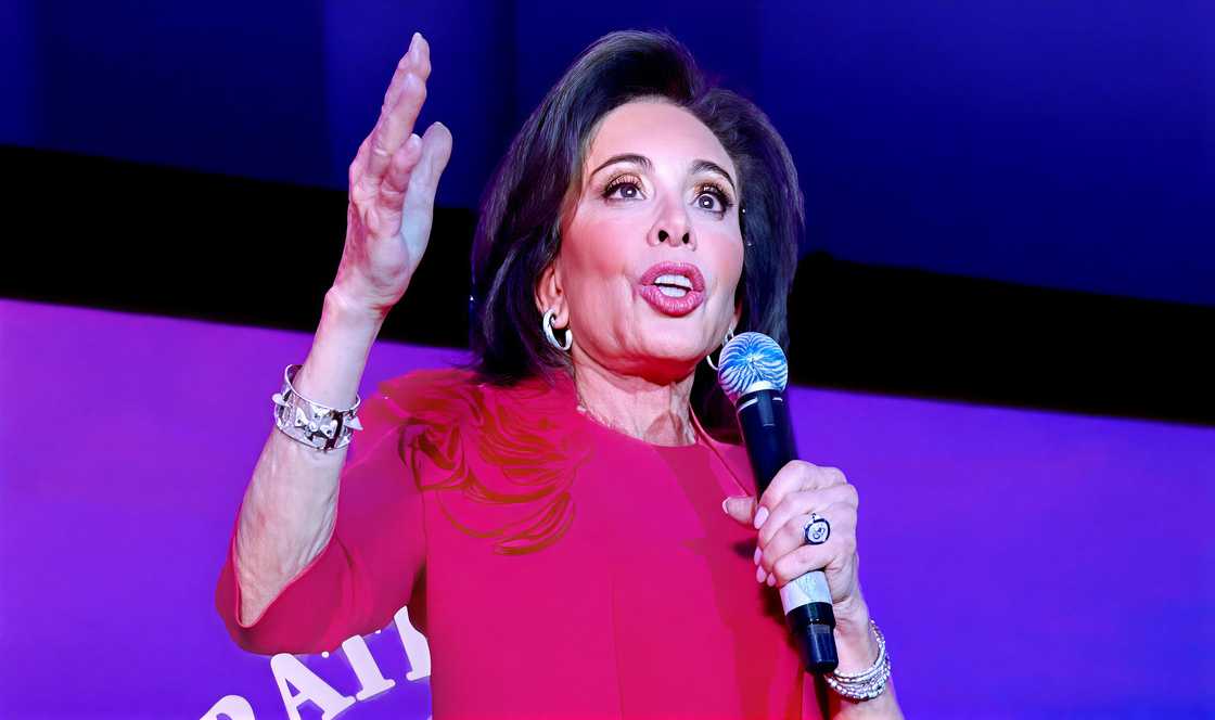 Judge Jeanine Pirro speaking at an event. Judge Jeanine Pirro speaking at an event.