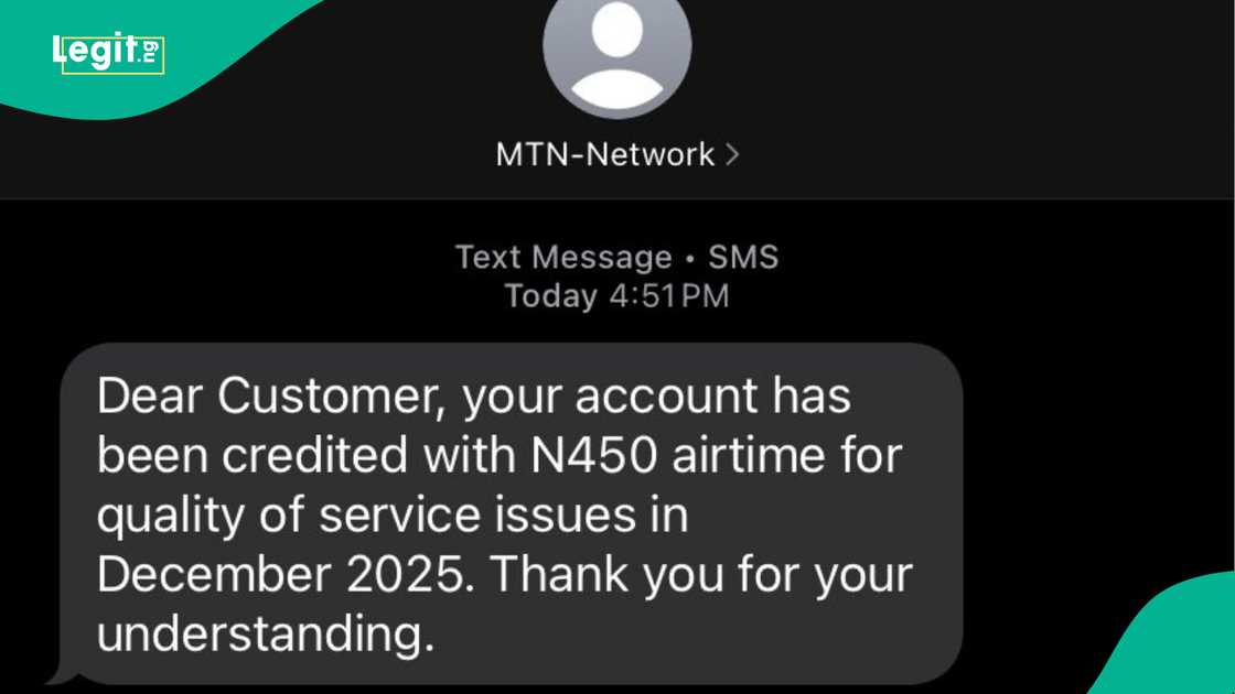 MTN customer shares proof of unexpected credit from network provider. MTN customer shares proof of unexpected credit from network provider.