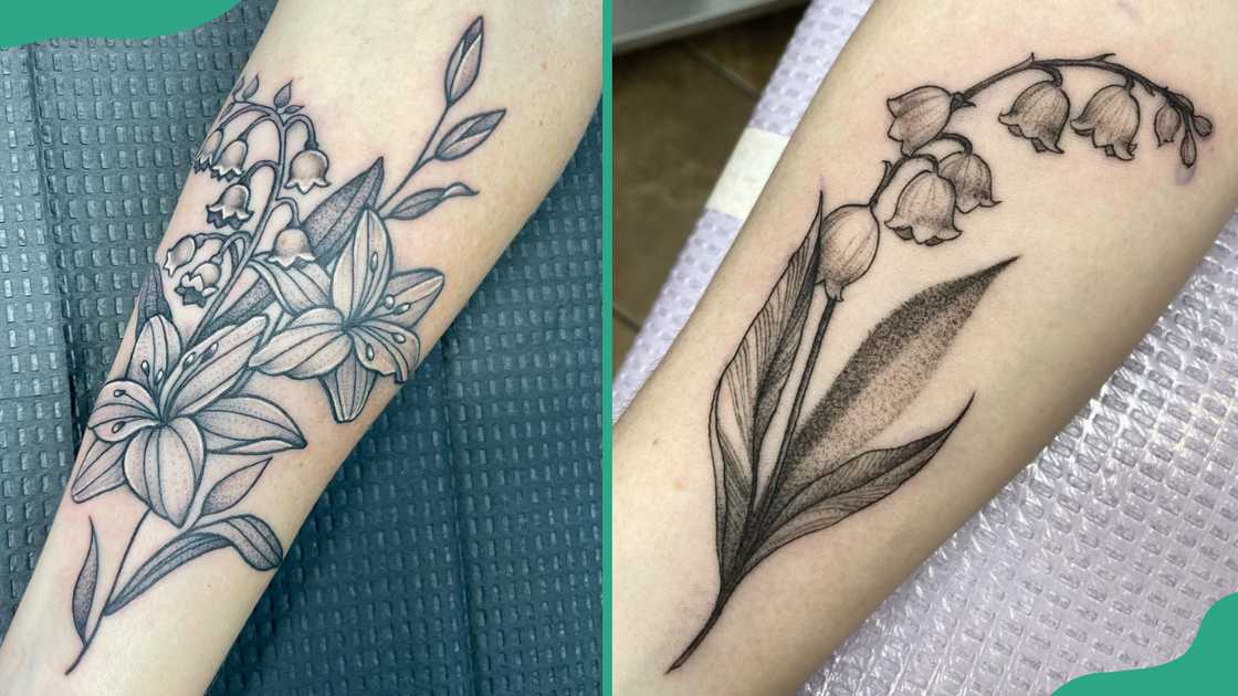 Black and white Lily of the Valley tattoos Black and white Lily of the Valley tattoos