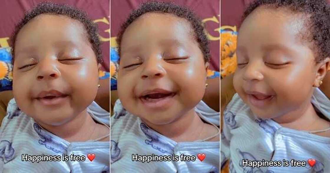 Mum shares video of baby smiling while sleeping Mum shares video of baby smiling while sleeping