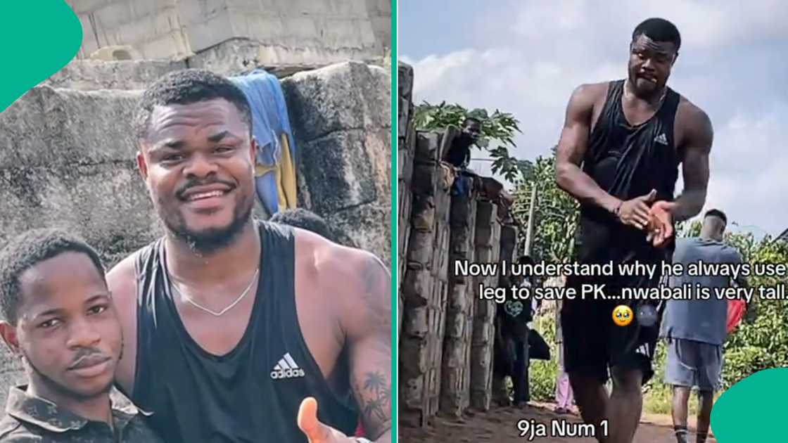 Man meets Super Eagles' goalkeeper Stanley Nwabali. Man meets Super Eagles' goalkeeper Stanley Nwabali.