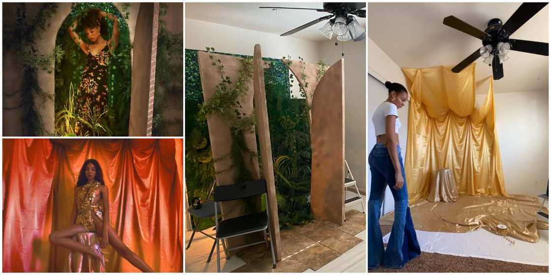 Young lady creates amazing photoshoot backgrounds right inside her room, photos wows many Young lady creates amazing photoshoot backgrounds right inside her room, photos wows many
