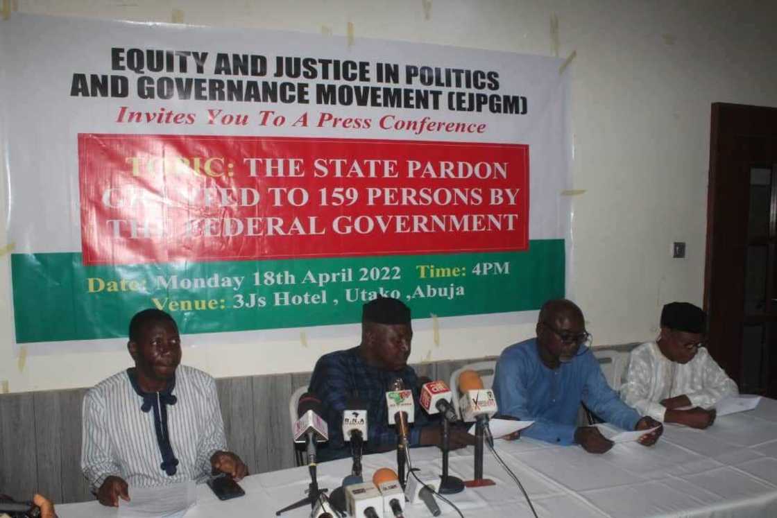 The group in a press briefing The group in a press briefing