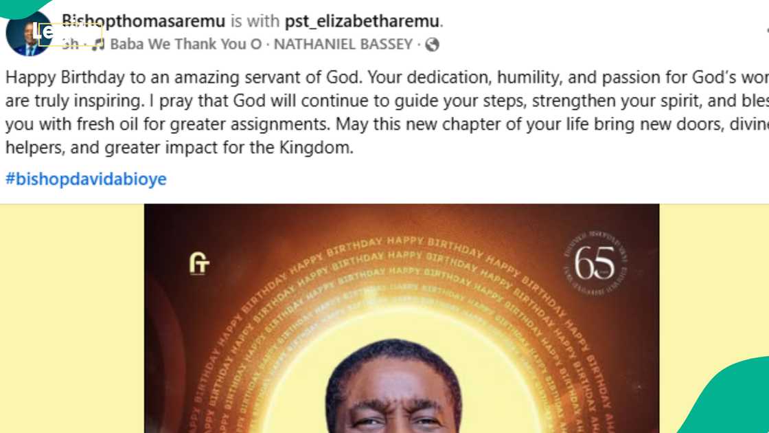Reactions as Bishop Aremu sends powerful message to Bishop Abioye on his 65th birthday Reactions as Bishop Aremu sends powerful message to Bishop Abioye on his 65th birthday