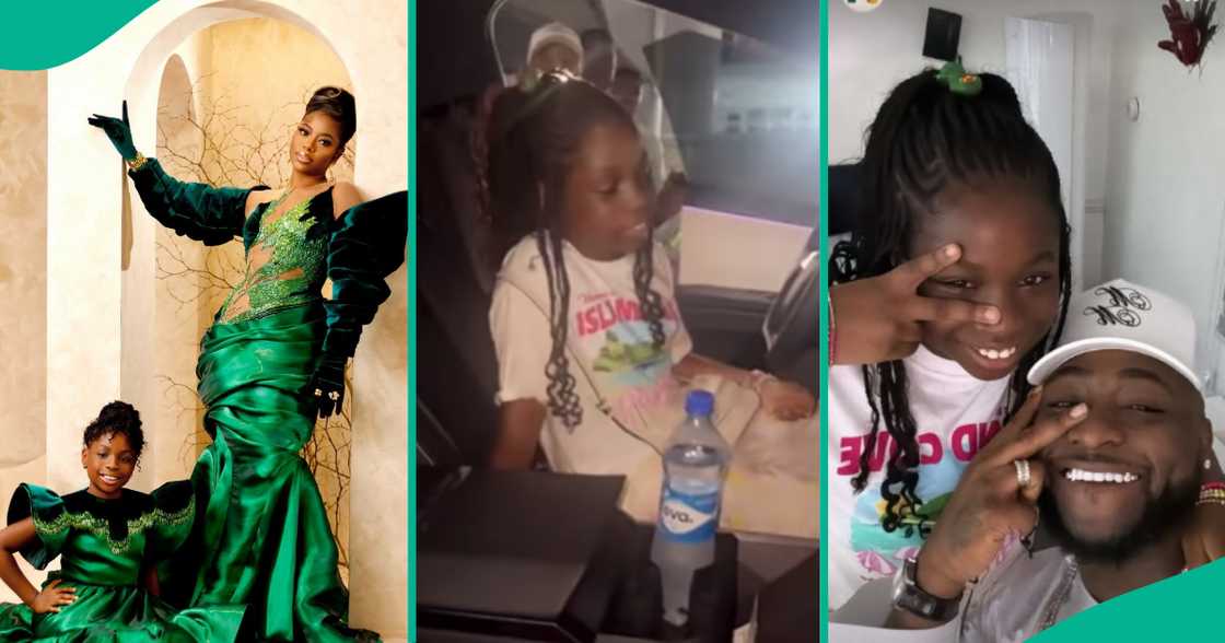 Davido's daughter Imade seen in his new Tesla car after their reunion. Davido's daughter Imade seen in his new Tesla car after their reunion.