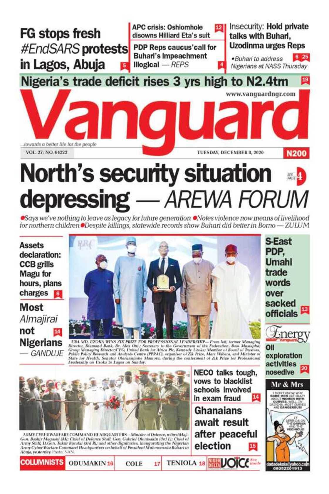 Nigerian newspapers review for Tuesday, December 8