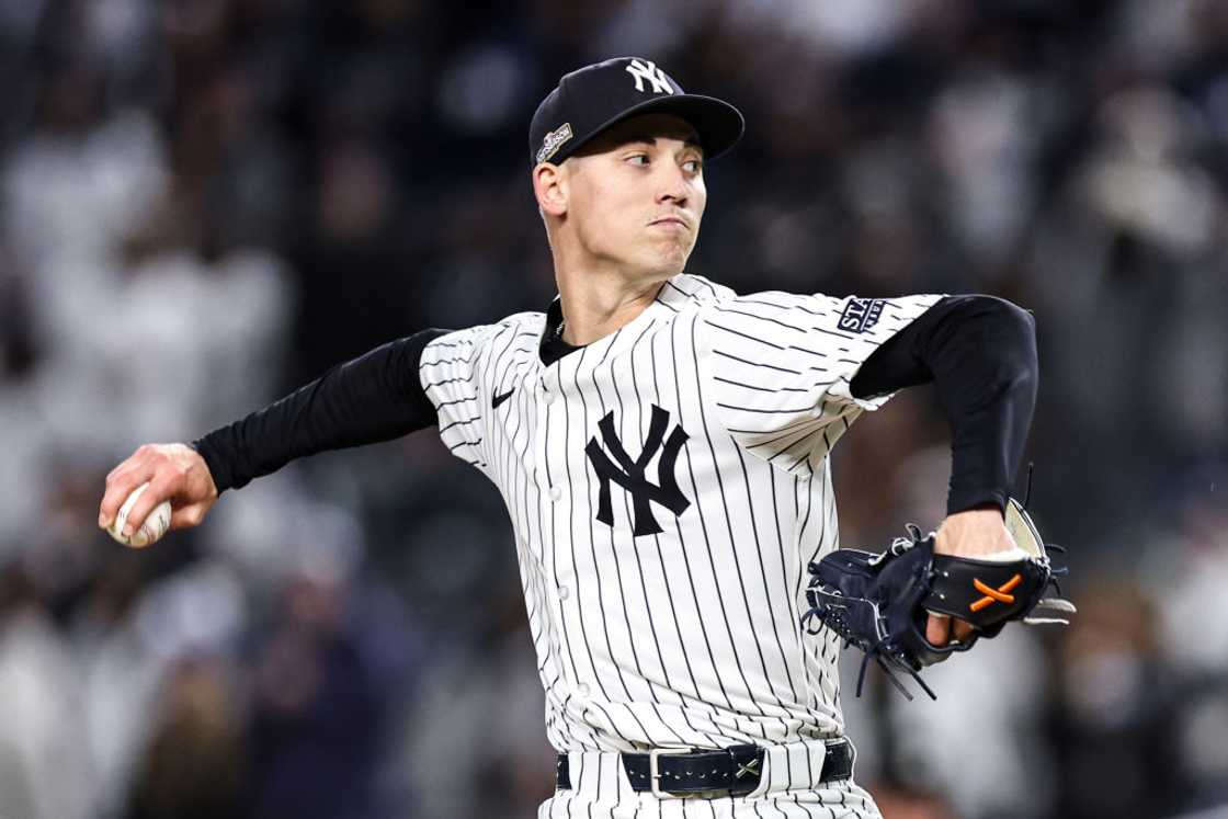 Luke Weaver in action for the New York Yankees against the Cleveland Guardians Luke Weaver in action for the New York Yankees against the Cleveland Guardians