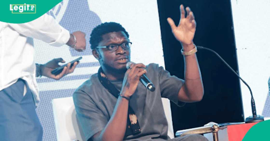 Felix Imoh of Legit.ng speaking on media ownership at the Africa Music Business Summit 2026 in Lagos.