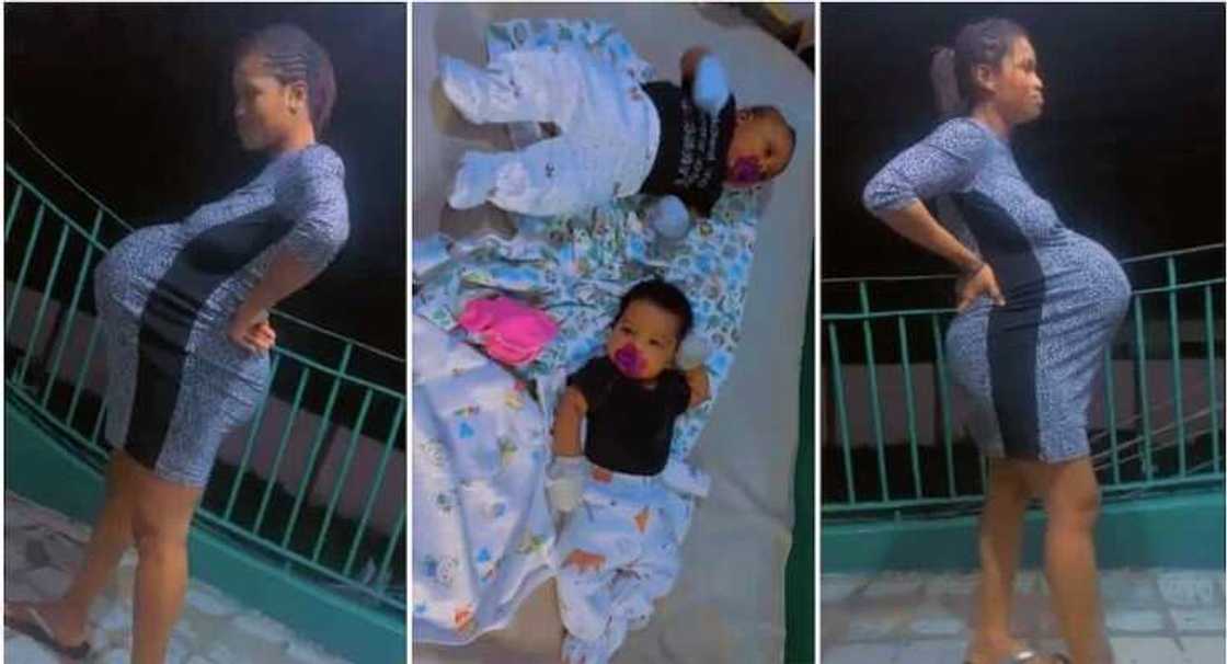 Photos of a pregnant woman and her babies. Photos of a pregnant woman and her babies.
