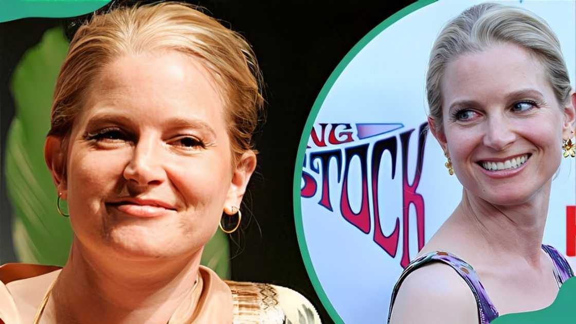 Bridget Fonda smiles during a group discussion (L). She arrives at an event in Los Angeles, California (R). Bridget Fonda smiles during a group discussion (L). She arrives at an event in Los Angeles, California (R).