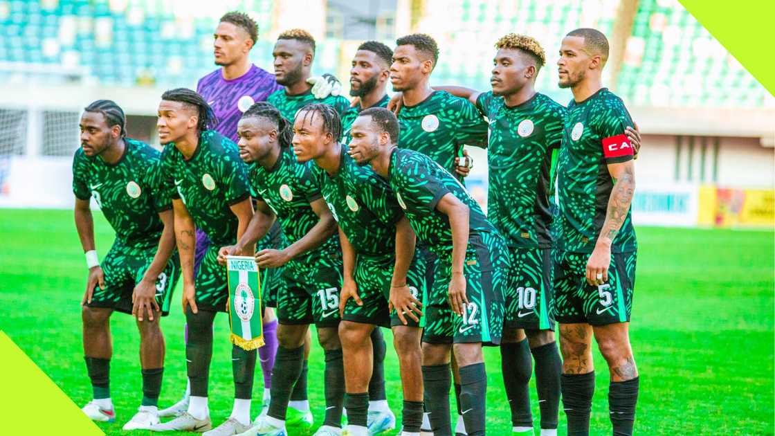 Players of the Super Eagles pose for a team photo