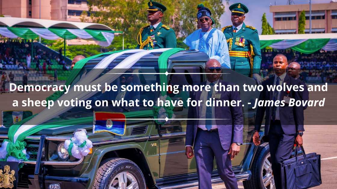 President Bola Ahmed Tinubu of Nigeria with his motorcade during Democracy Day 2024.