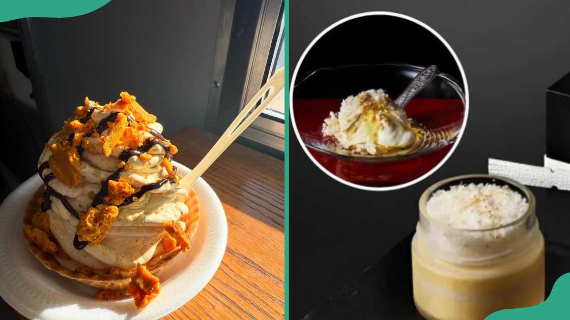 Byakuya ice cream in a bowl and in a container