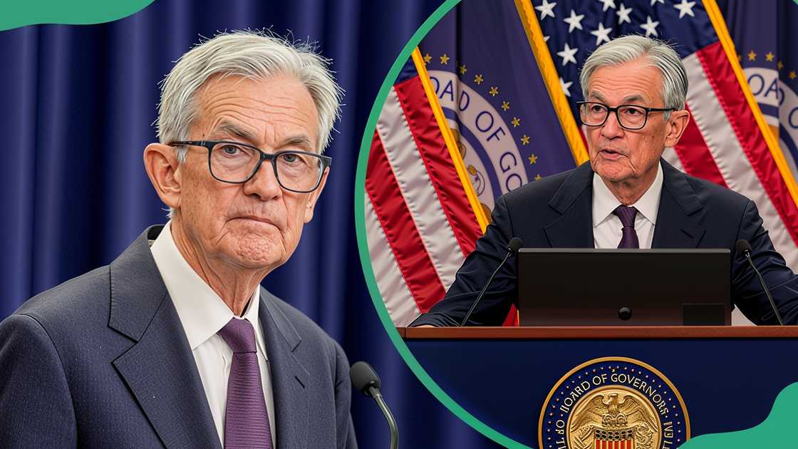 Jerome Powell at a news conference. Jerome Powell at Federal Open Market Committee (FOMC) meeting Jerome Powell at a news conference. Jerome Powell at Federal Open Market Committee (FOMC) meeting