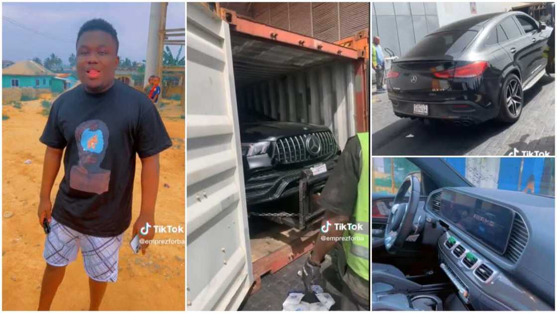 New Mercedes Benz/man shows off his wealth. New Mercedes Benz/man shows off his wealth.