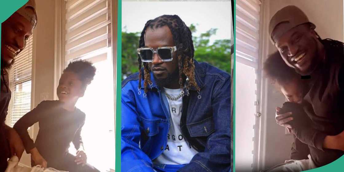 Paul PSquare Okoye's daughter Nadia sings to him as he plays piano. Paul PSquare Okoye's daughter Nadia sings to him as he plays piano.