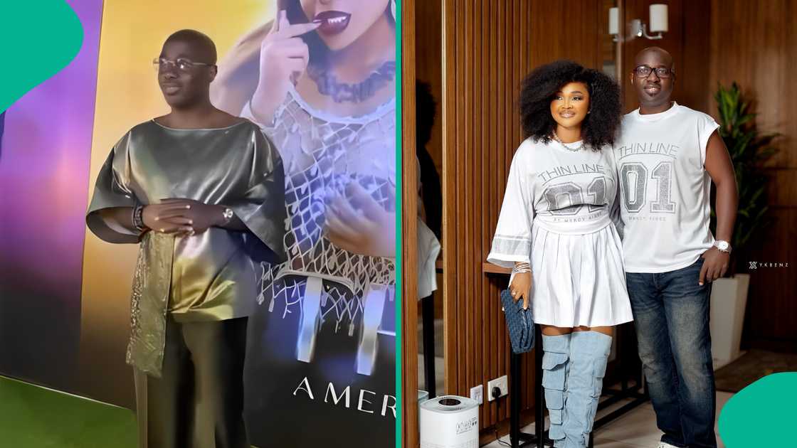 Kazim Adeoti rocks dramatic outfit at Mercy Aigbe's movie premiere