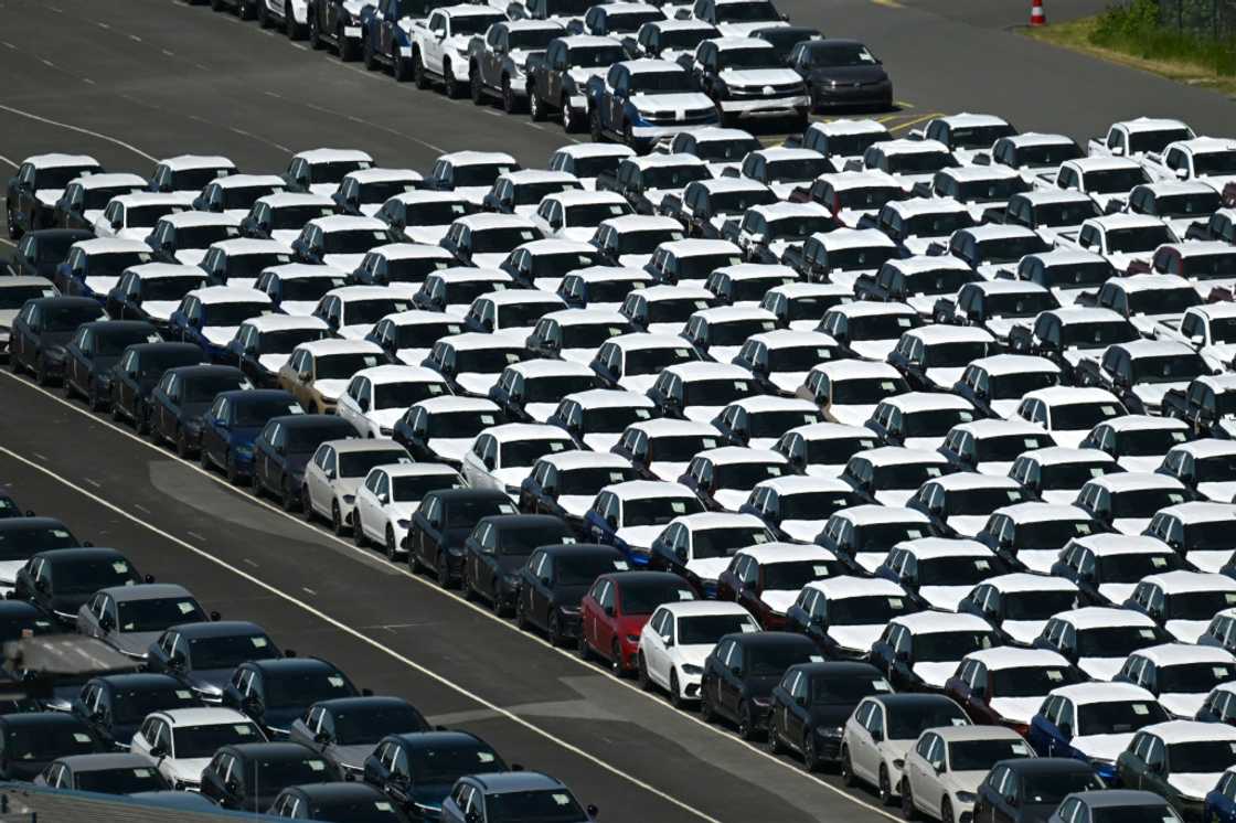 New Volkswagen cars at a German plant ready to be shipped New Volkswagen cars at a German plant ready to be shipped