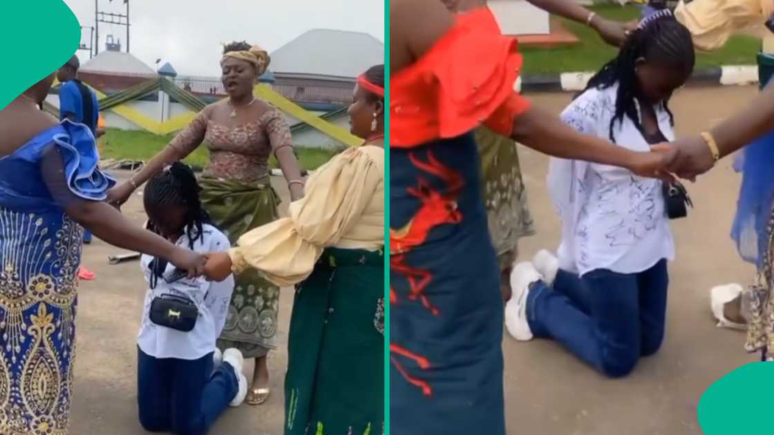 Nigerian mother prays for her daughter as she graduates from university. Nigerian mother prays for her daughter as she graduates from university.