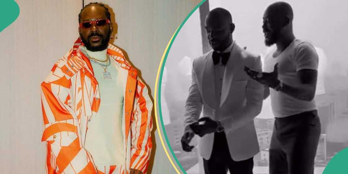 Adekunle Gold sings and dresses up for friend of 21 years. Adekunle Gold sings and dresses up for friend of 21 years.